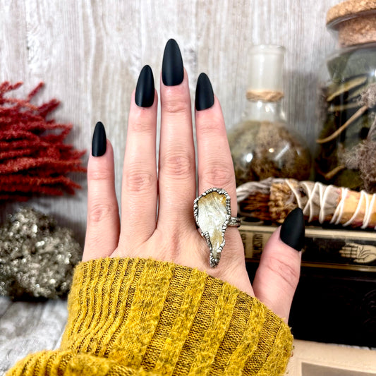 Raw Citrine Crystal Ring Fine Silver Size 6.5 / Foxlark Collection - One of a Kind