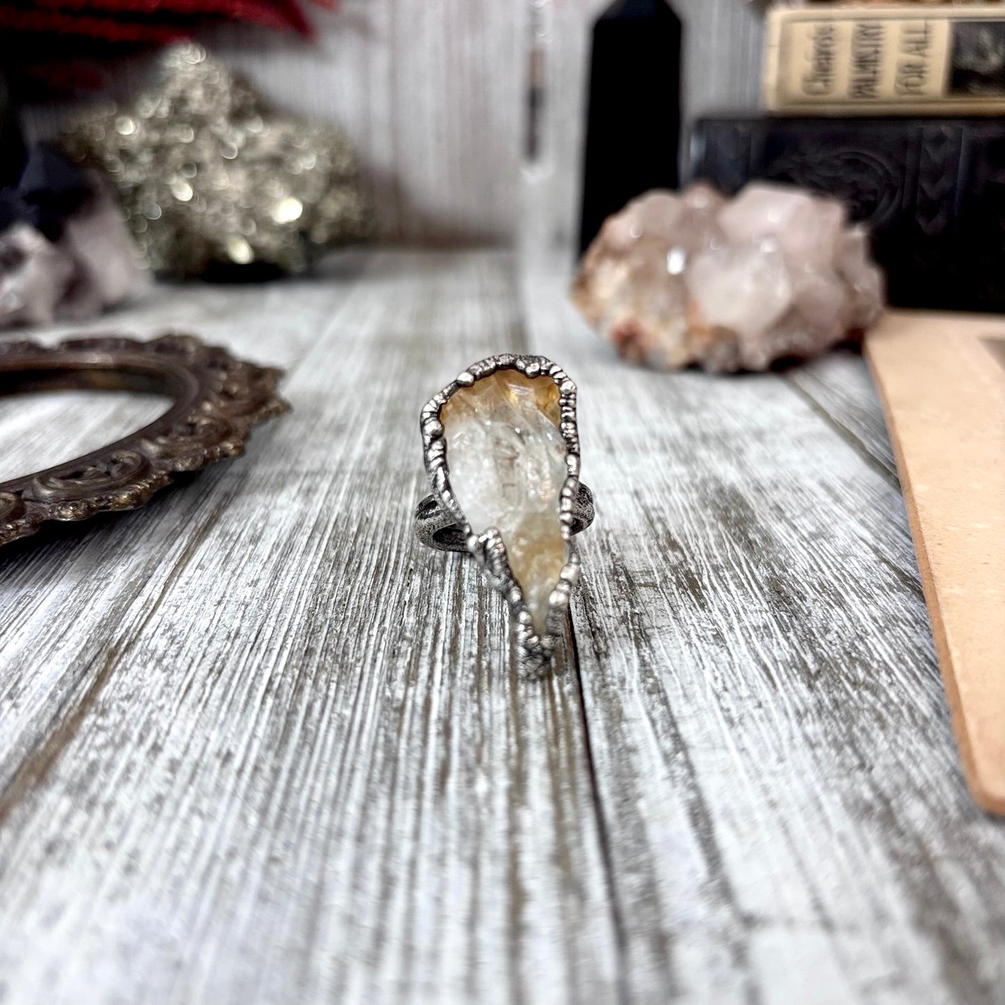 Raw Citrine Crystal Ring Fine Silver Size 6.5 / Foxlark Collection - One of a Kind