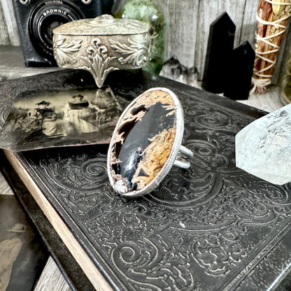 Fossilized Palm Root Crystal Ring Fine Silver Size 10 / Foxlark Collection - One of a Kind