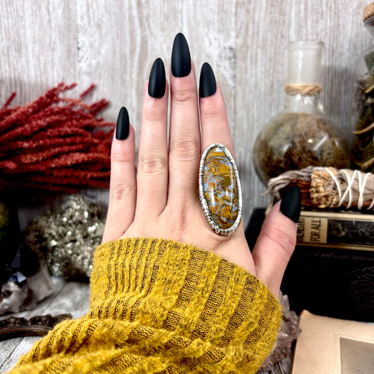 Petrified Wood Crystal Ring Fine Silver Size 7.5 / Foxlark Collection - One of a Kind