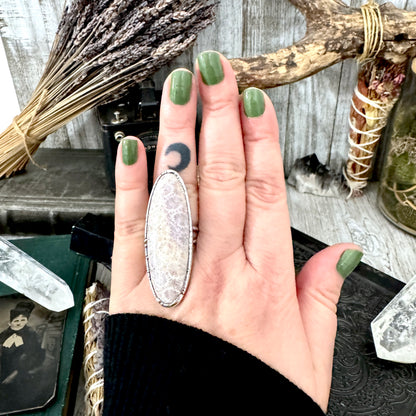 Fossilized Coral Crystal Ring Fine Silver Size 8.5 / Foxlark Collection - One of a Kind