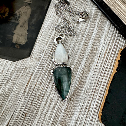 Multi Stone Labradorite Rainbow Moonstone Necklace Silver / Foxlark Collection