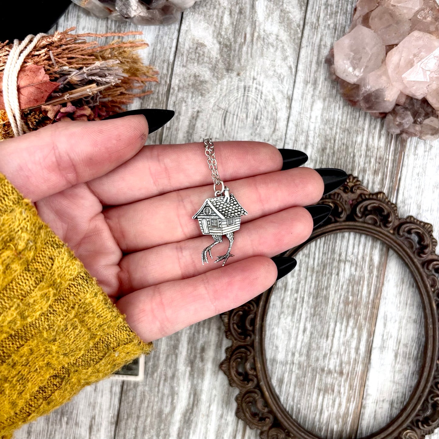 Tiny Talisman Collection - Sterling Silver Baba Yaga Necklace Pendant  1in  /