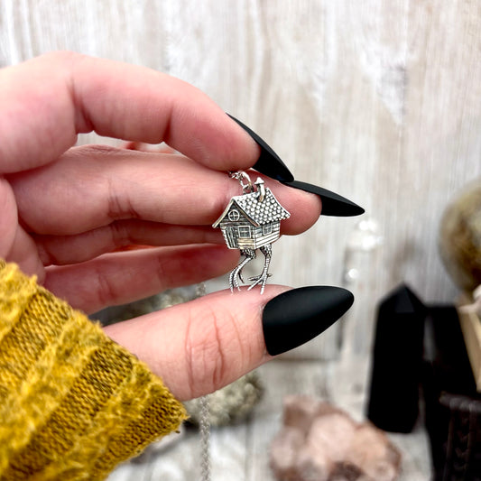 Tiny Talisman Collection - Sterling Silver Baba Yaga Necklace Pendant  1in  /