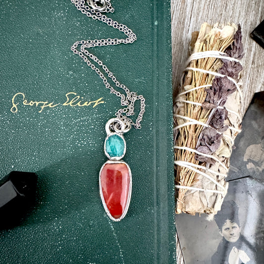 Multi Stone Amazonite Mookaite Crystal Necklace Fine Silver / Foxlark Collection