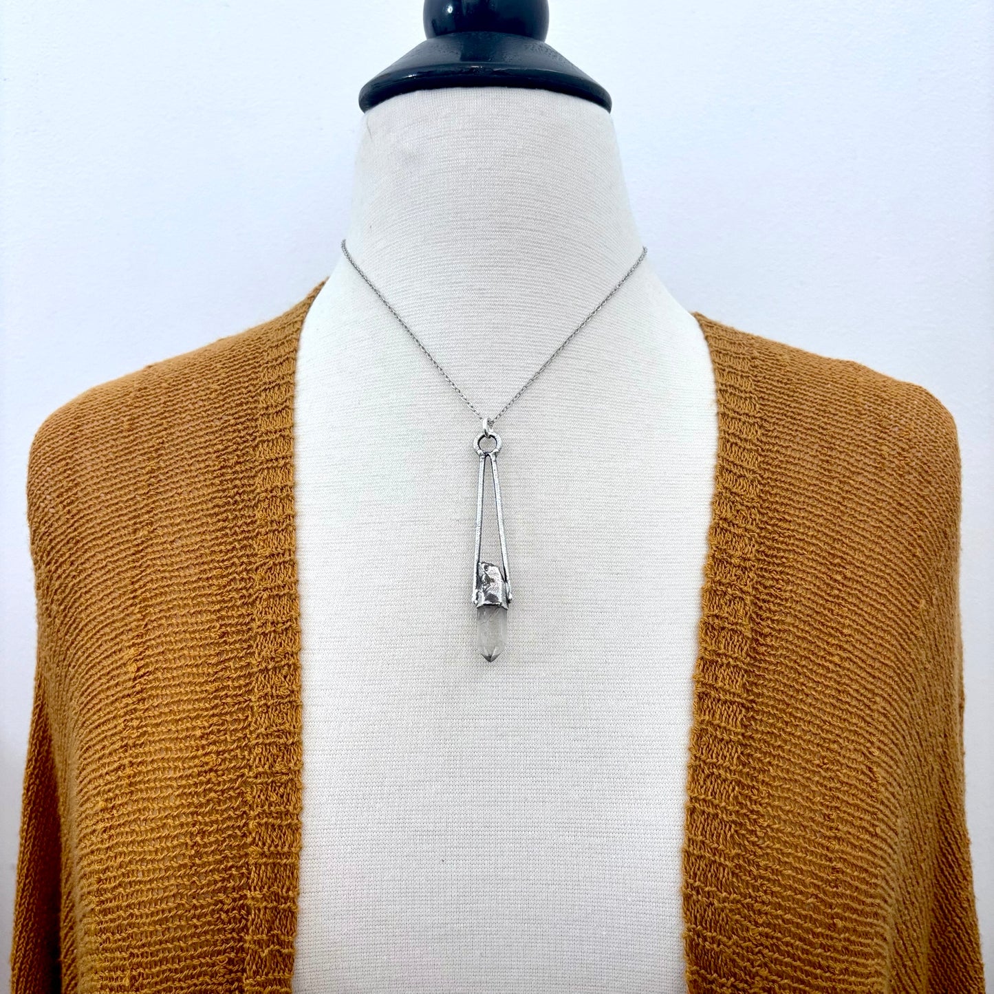 Raw Clear Quartz Crystal Necklace in Fine Silver / Foxlark Collection - One of a Kind