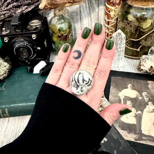 Ceramic Baby Doll Head Ring Fine Silver Size 8.5 / Foxlark Collection - One of a Kind