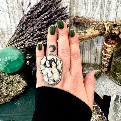 Ceramic Baby Doll Head Ring Fine Silver Size 7.5 / Foxlark Collection - One of a Kind