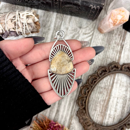 Moss & Moon Collection - Fossilized Coral Statement Necklace in Fine Silver / One of a Kind