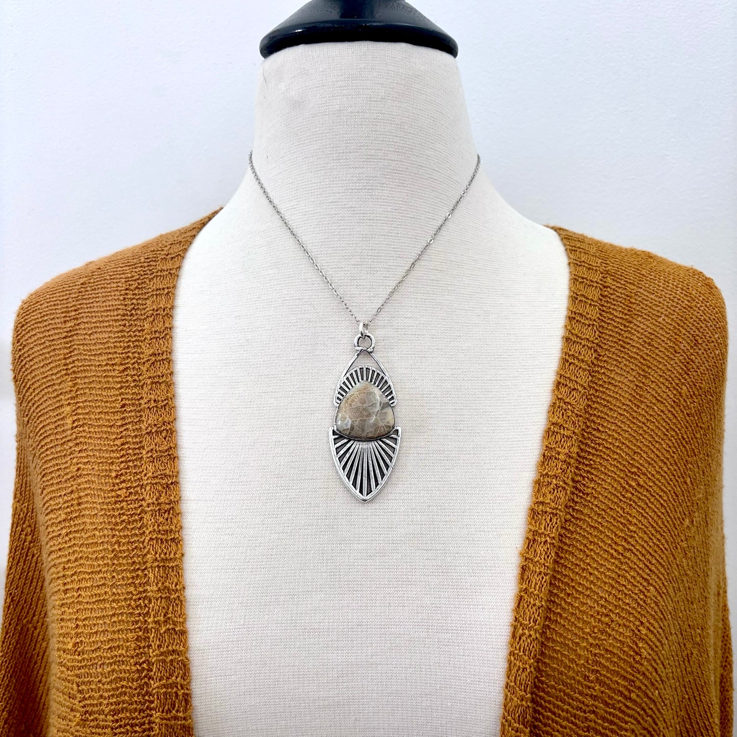 Moss & Moon Collection - Fossilized Coral Statement Necklace in Fine Silver / One of a Kind