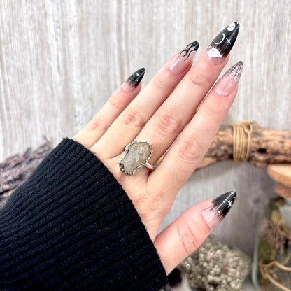 Raw Citrine Crystal Ring Fine Silver Size 9 / Foxlark Collection - One of a Kind