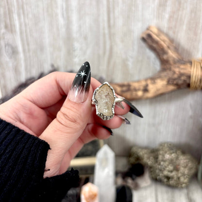 Raw Citrine Crystal Ring Fine Silver Size 9 / Foxlark Collection - One of a Kind