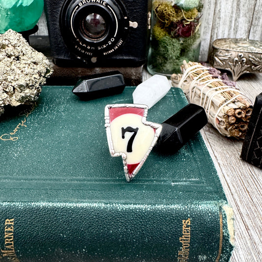 Playing Games - Lightning Bolt #7 Pool Ball Ring Fine Silver Size 8.5 / Foxlark Collection - One of a Kind