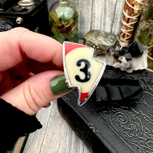 Playing Games - Lightning Bolt #3 Pool Ball Ring Fine Silver Size 8 / Foxlark Collection - One of a Kind