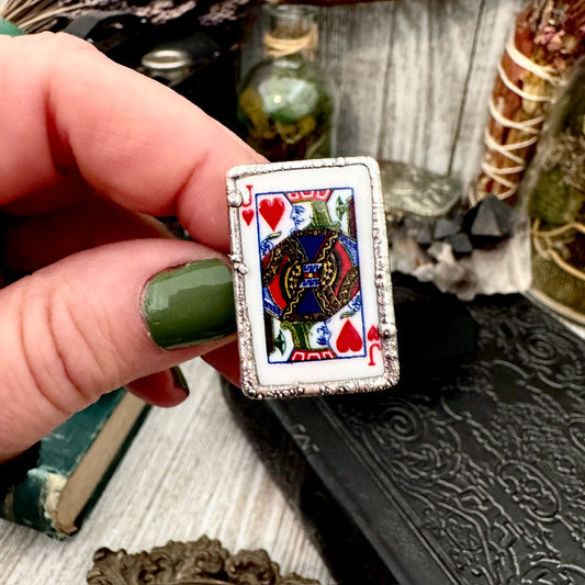 Playing Games - Jack Of Hearts Playing Card Ring Fine Silver Size 6.5 / Foxlark Collection - One of a Kind