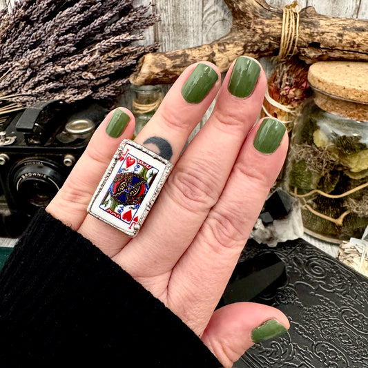 Playing Games - Jack Of Hearts Playing Card Ring Fine Silver Size 6.5 / Foxlark Collection - One of a Kind