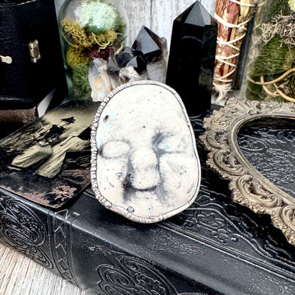 Ceramic Baby Doll Head Ring Fine Silver Size 10 / Foxlark Collection - One of a Kind