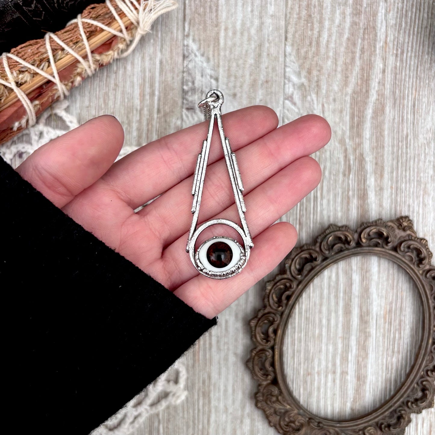 Brown Iris Glass Eyeball Necklace Fine Silver / Foxlark Collection - One of a Kind