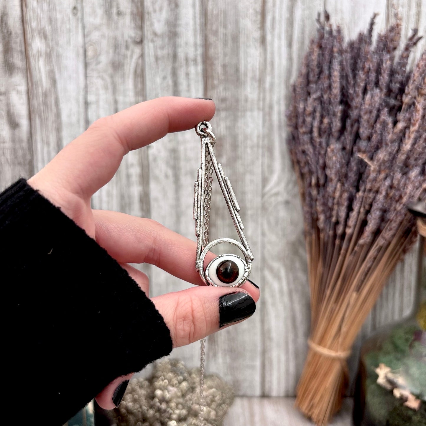 Brown Iris Glass Eyeball Necklace Fine Silver / Foxlark Collection - One of a Kind