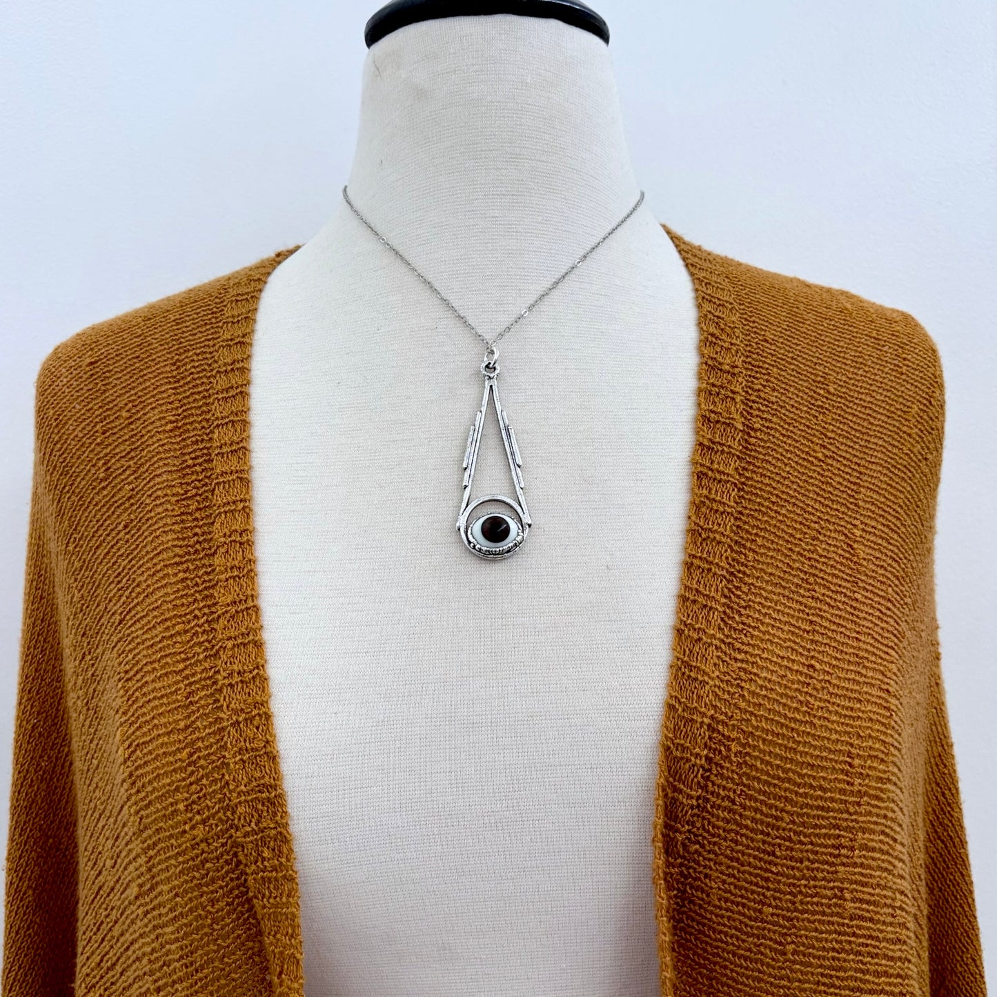Brown Iris Glass Eyeball Necklace Fine Silver / Foxlark Collection - One of a Kind