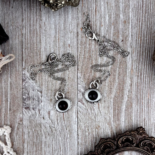 Brown/Gray Iris Glass Eyeball Necklace Fine Silver / Foxlark Collection - One of a Kind