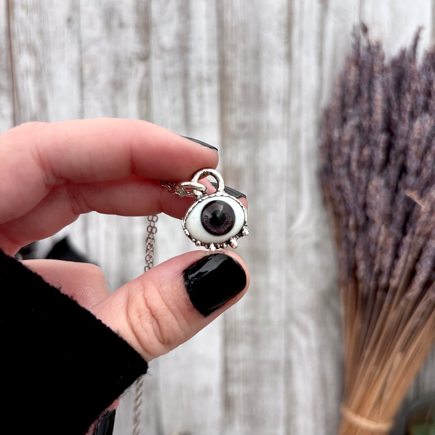 Brown/Gray Iris Glass Eyeball Necklace Fine Silver / Foxlark Collection - One of a Kind