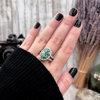 Blue Turquoise Stone Ring Fine Silver Size 9.5 / Foxlark Collection - One of a Kind