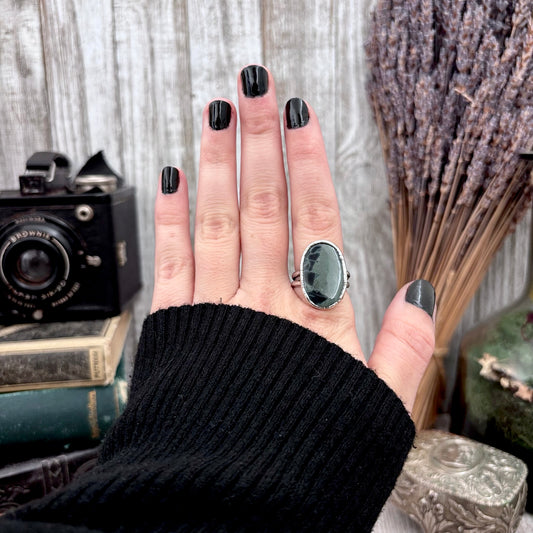 Spiderweb Obsidian Crystal Ring Fine Silver Size 7.5 / Foxlark Collection - One of a Kind