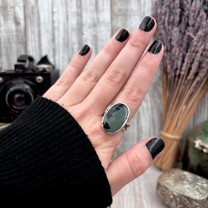 Spiderweb Obsidian Crystal Ring Fine Silver Size 7.5 / Foxlark Collection - One of a Kind