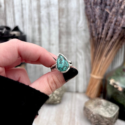 Blue Turquoise Stone Ring Fine Silver Size 7.5 / Foxlark Collection - One of a Kind