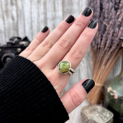 Green Turquoise Stone Ring Fine Silver Size 6.5 / Foxlark Collection - One of a Kind