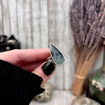 Spiderweb Obsidain Crystal Ring Fine Silver Size 7 / Foxlark Collection - One of a Kind