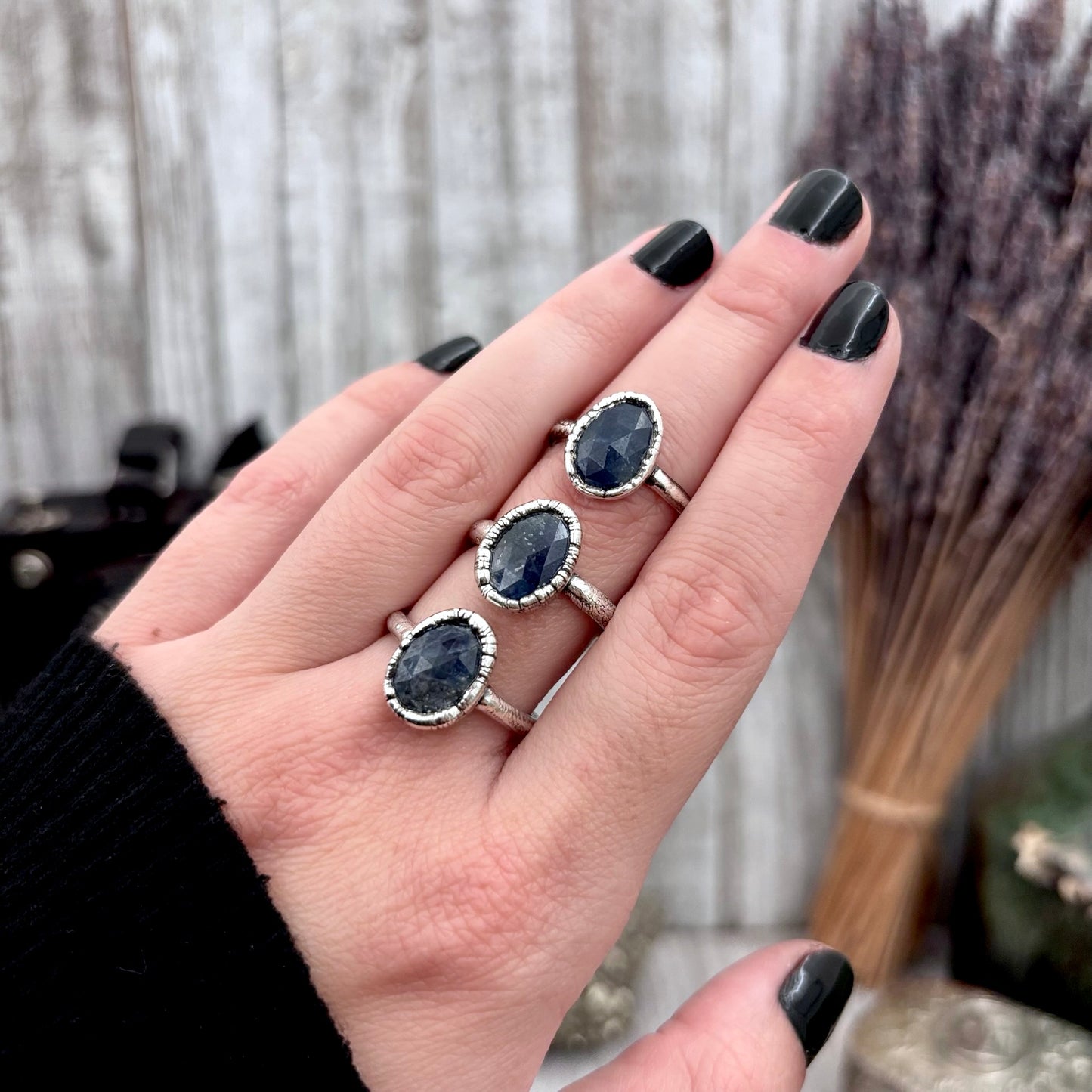 Sapphire Ring Fine Silver Small faceted Stone Ring Size 5 6 7 8 9 10 11 / Foxlark Collection