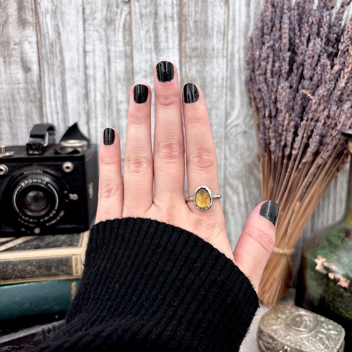 Citrine Ring Fine Silver Small faceted Stone Ring Size 5 6 7 8 9 10 11 / Foxlark Collection