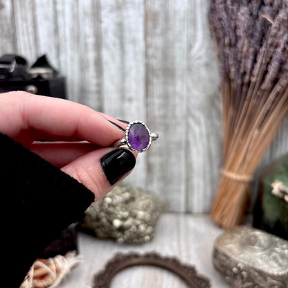Amethyst Ring Fine Silver Small faceted Stone Ring Size 5 6 7 8 9 10 11 / Foxlark Collection