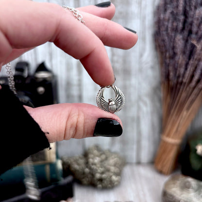 Tiny Talisman Collection - Sterling Silver  Scarab Necklace Pendant  /