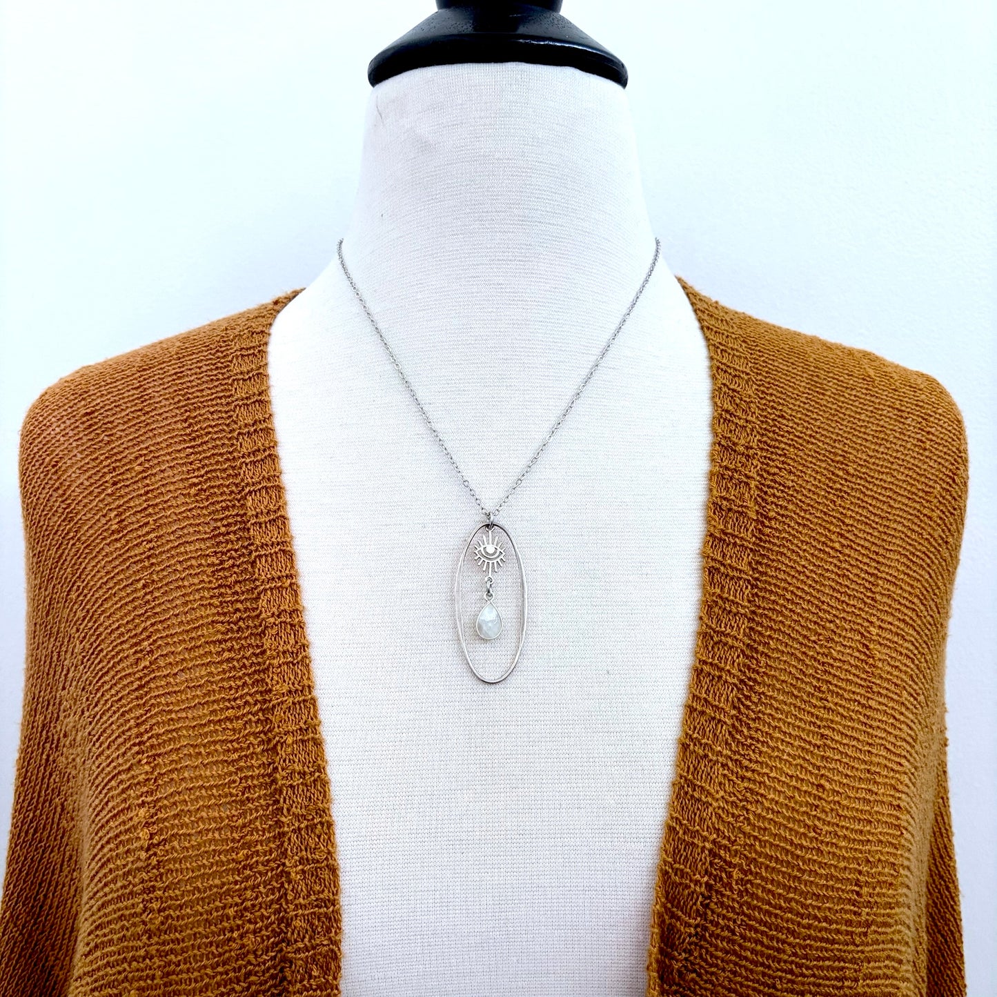 Eye Rainbow Moonstone Talisman Necklace / Talisman Collection-Sterling Silver