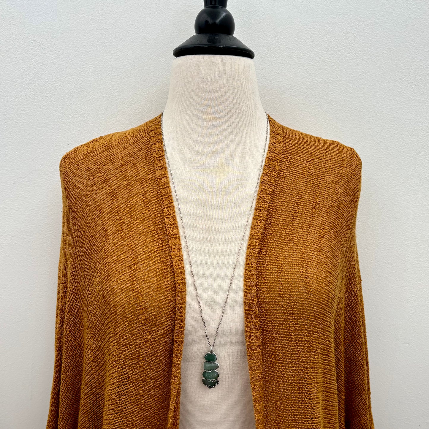 Four Stone Aventurine Necklace in Fine Silver / Foxlark Collection