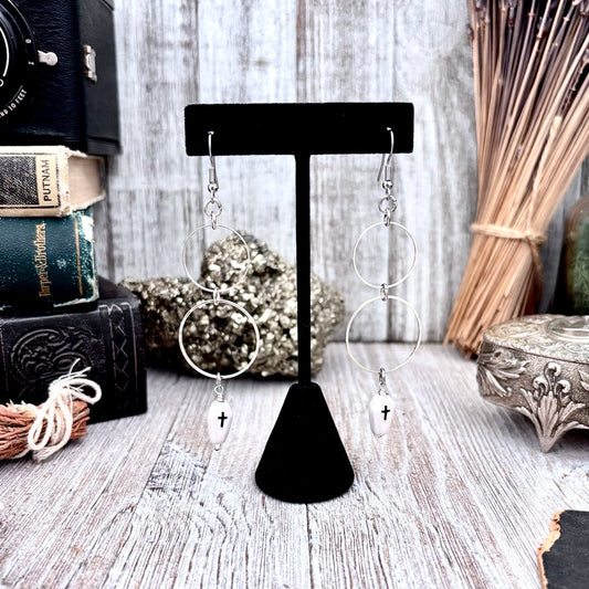 Stainless Steel Coffin Hoop Earrings / Long Dangle Earrings