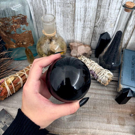 Large Black Obsidian Crystal Ball FoxlarkCrystals