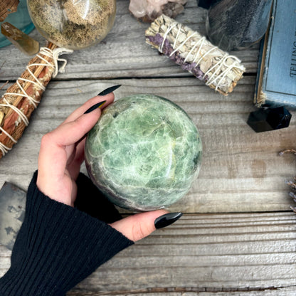 Large Green Fluorite Crystal Ball / FoxlarkCrystals