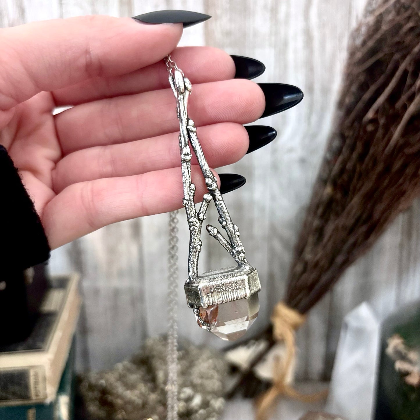 Garden Quartz Crystal Necklace in Silver /Sticks & Stones Collection