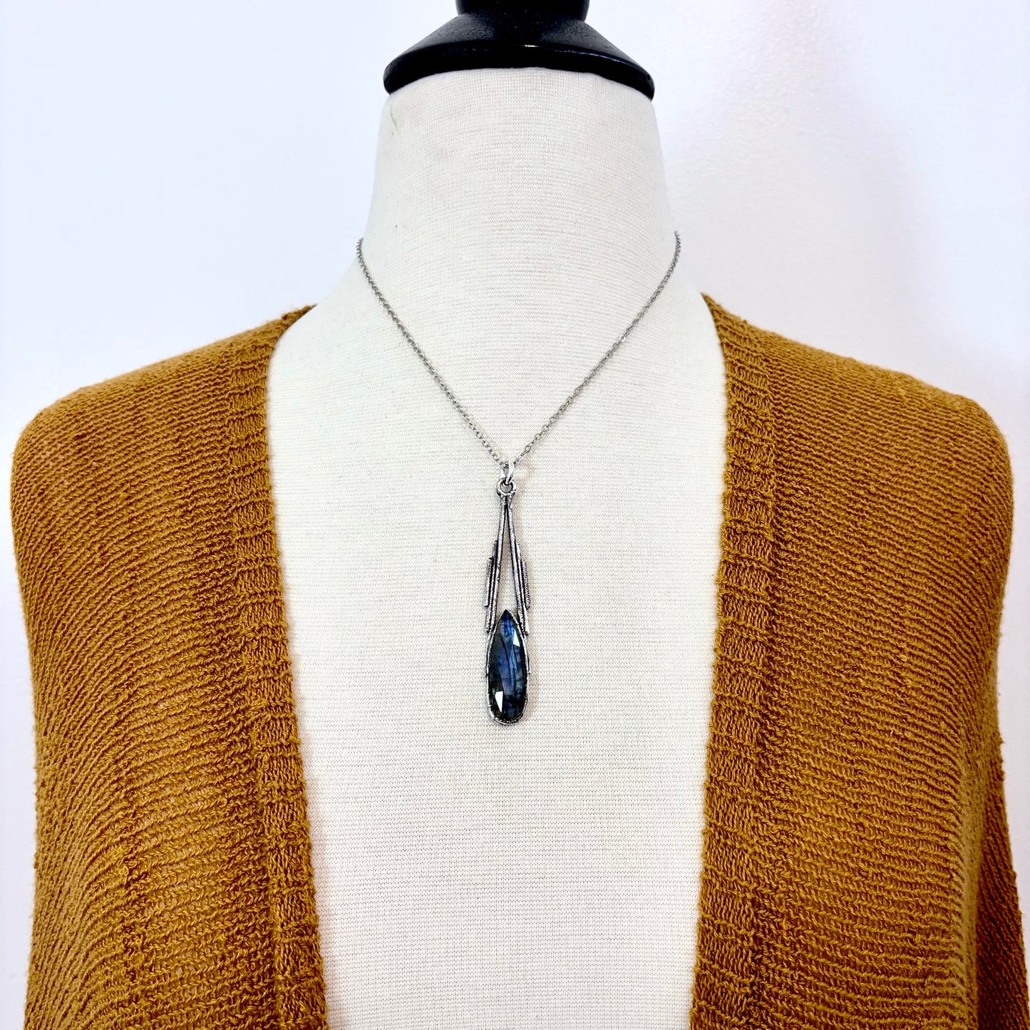 Blue Labradorite Crystal Necklace in Fine Silver / Foxlark Collection - One of a Kind