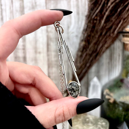 Graphite Included Quartz Crystal Necklace in Fine Silver / Foxlark Collection - One of a Kind