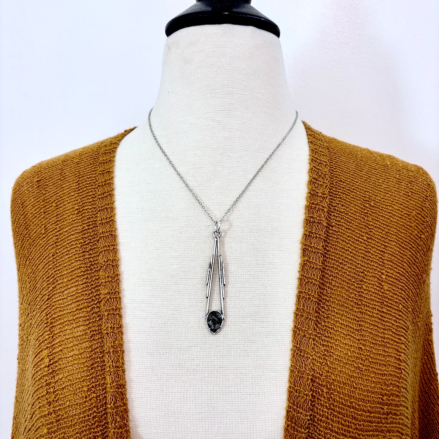 Graphite Included Quartz Crystal Necklace in Fine Silver / Foxlark Collection - One of a Kind