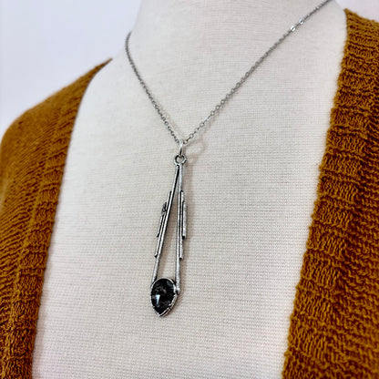 Graphite Included Quartz Crystal Necklace in Fine Silver / Foxlark Collection - One of a Kind