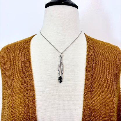 Moss Agate Crystal Necklace in Fine Silver / Foxlark Collection - One of a Kind