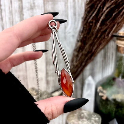 Red Carnelian Crystal Necklace in Fine Silver / Foxlark Collection - One of a Kind
