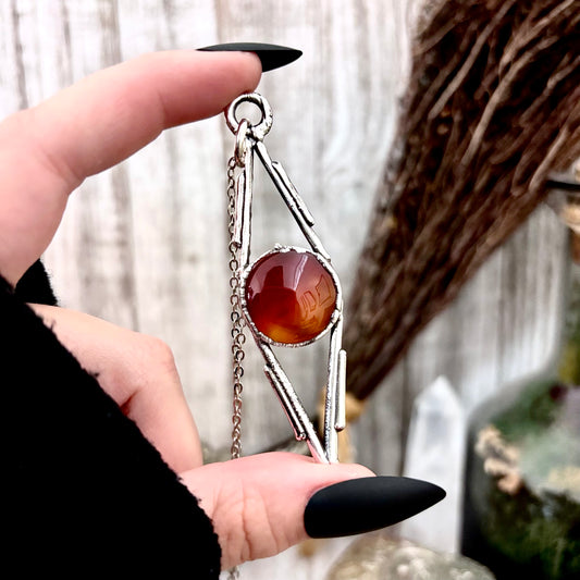 Red Carnelian Crystal Necklace in Fine Silver / Foxlark Collection - One of a Kind