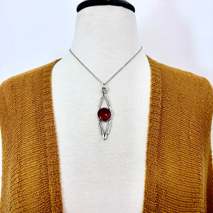 Red Carnelian Crystal Necklace in Fine Silver / Foxlark Collection - One of a Kind